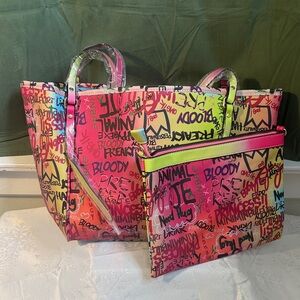 Colorful Graffiti Tote and Pouch Set